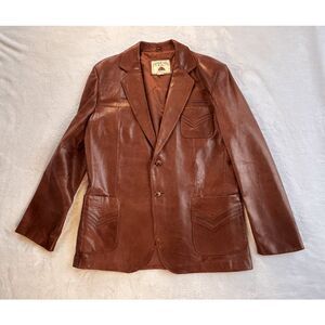 Men's Vintage Americana Leather Corp. Red Dress Jacket/Blazer Size 46, Button Up